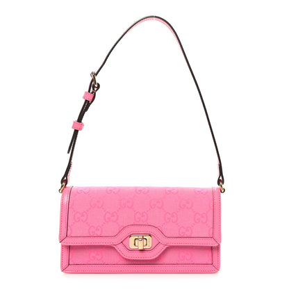 Gucci GG Monogram Scratch Lux Calfskin Mini Luce Shoulder Bag Rose Dark Blossom 1 of 9