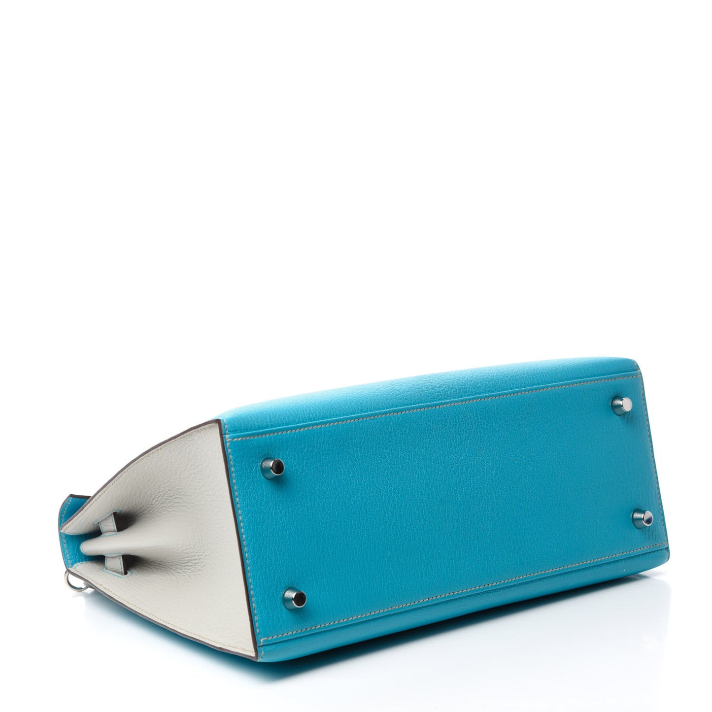 Chevre Mysore Horseshoe Kelly Sellier 28 Turquoise Gris Perle