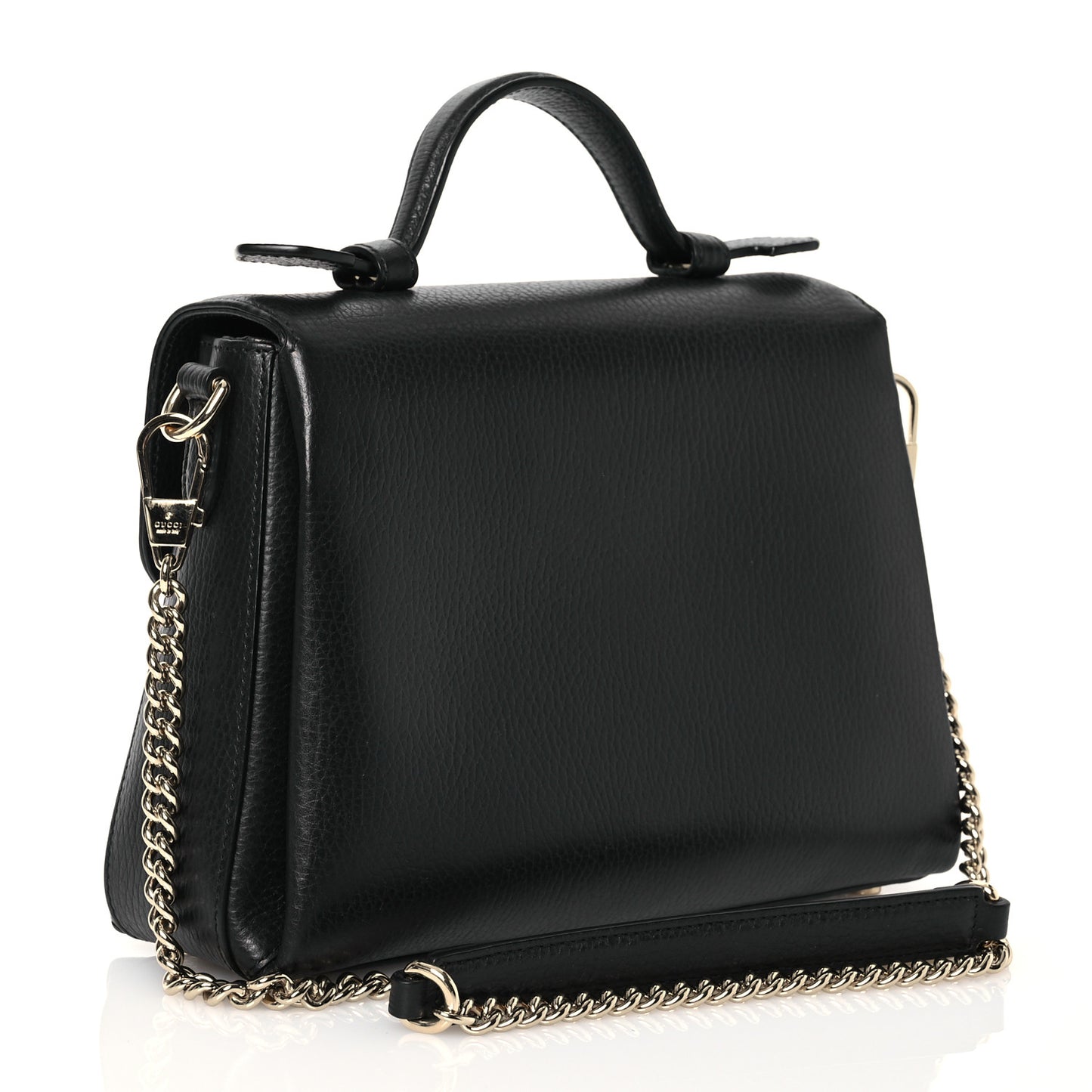 Dollar Calfskin Interlocking G Top Handle Shoulder Bag Black