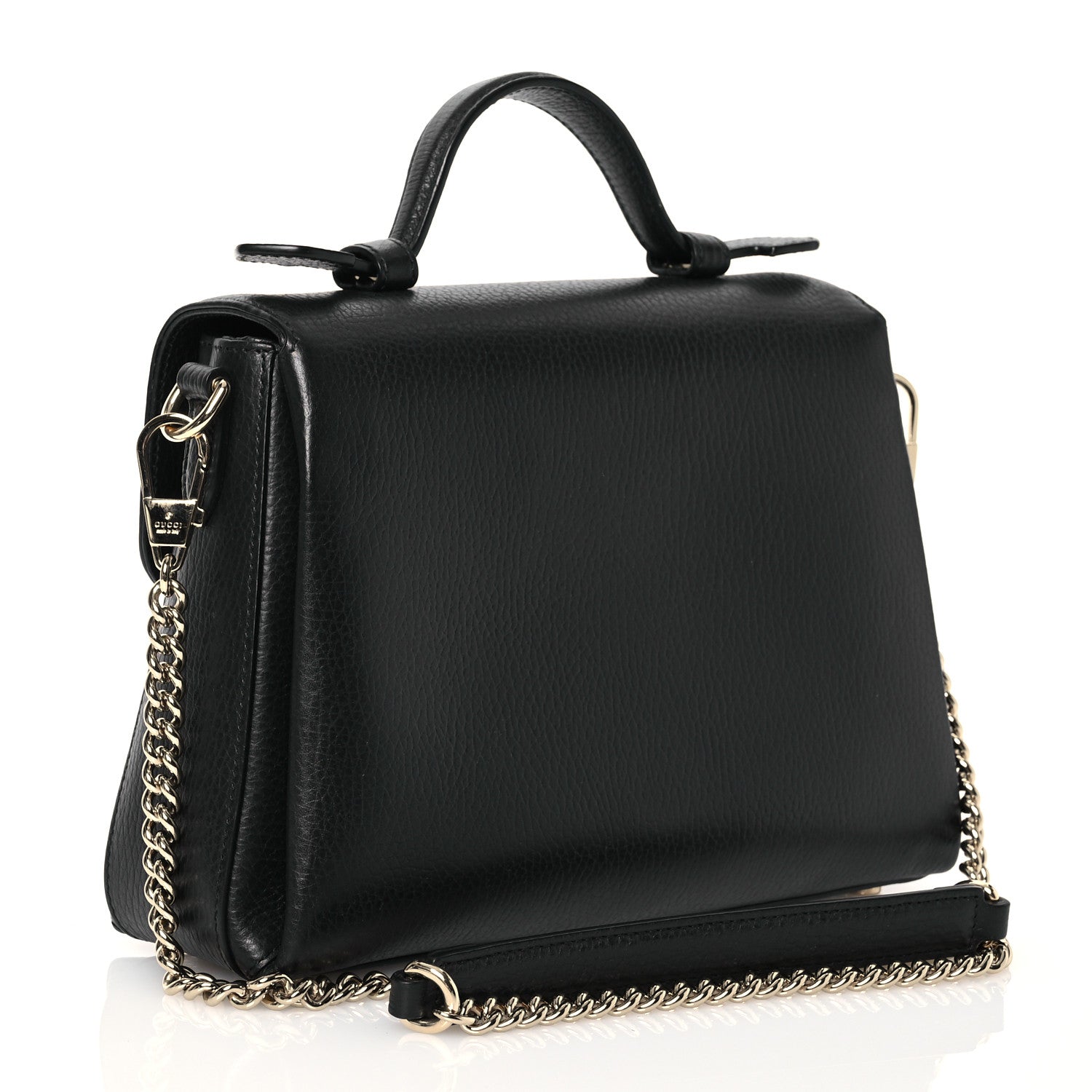 Gucci Dollar Calfskin Interlocking G Top Handle Shoulder Bag Black 3 of 12