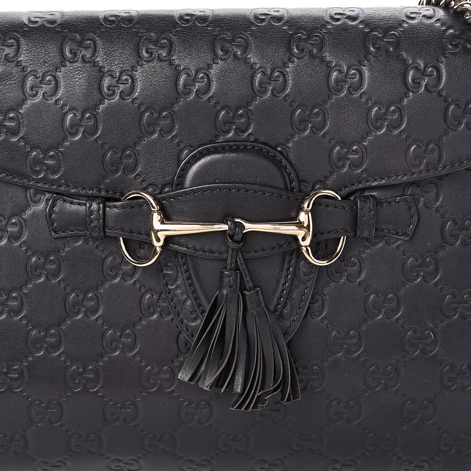 Gucci Guccissima Large Emily Chain Shoulder Bag Black 9 of 16