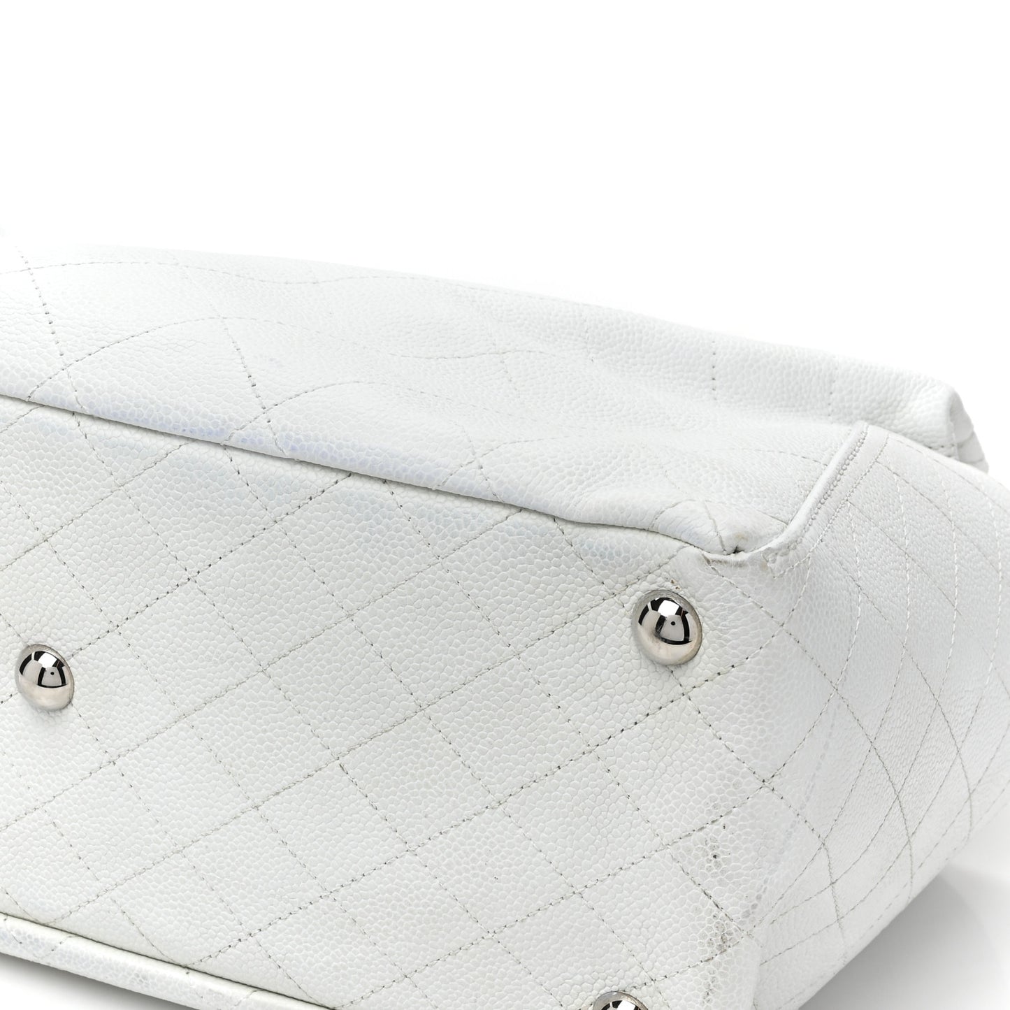 Grained Calfskin CC Pocket Tote White