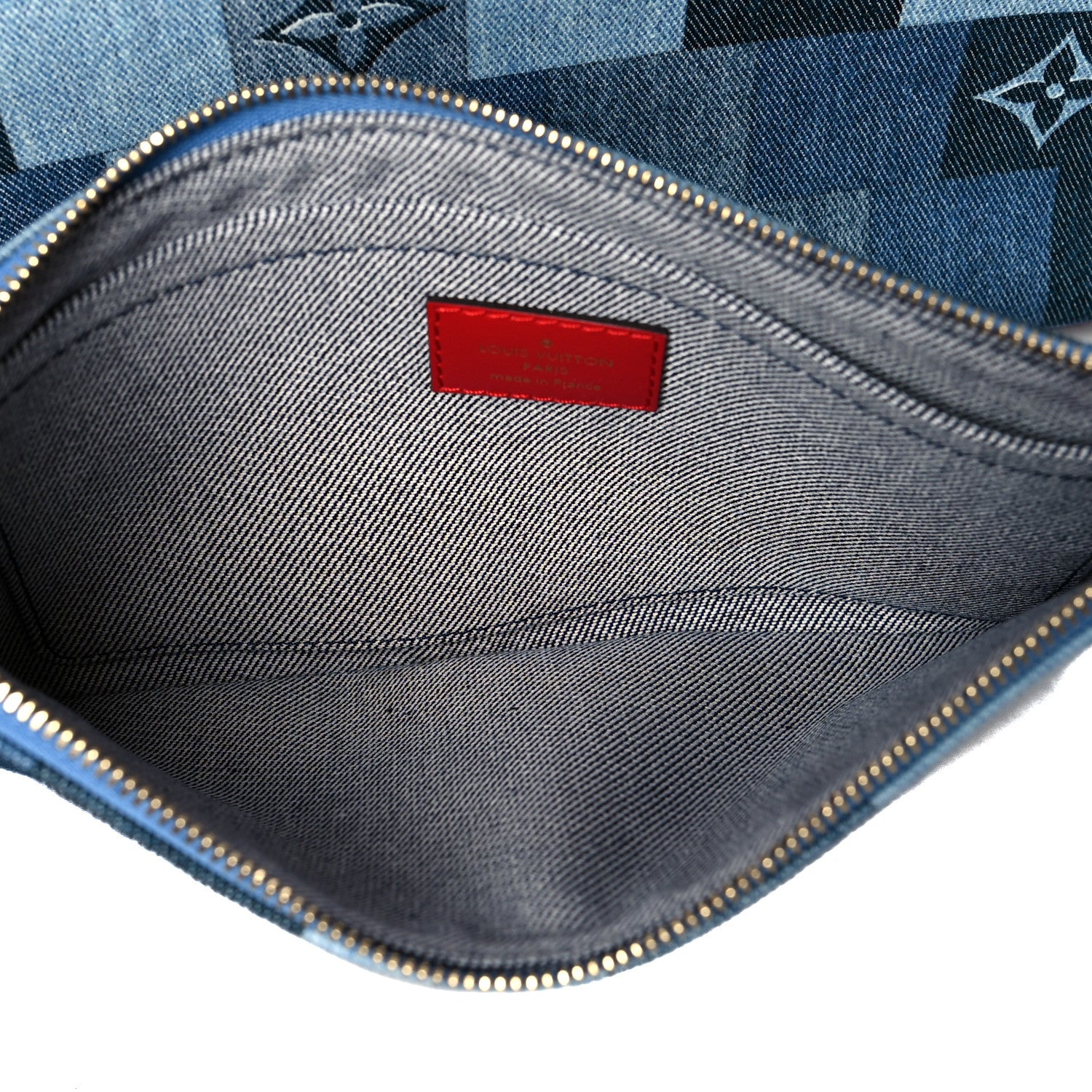 Louis Vuitton Denim Damier Monogram Patchwork Neverfull Blue Rouge 7 of 12