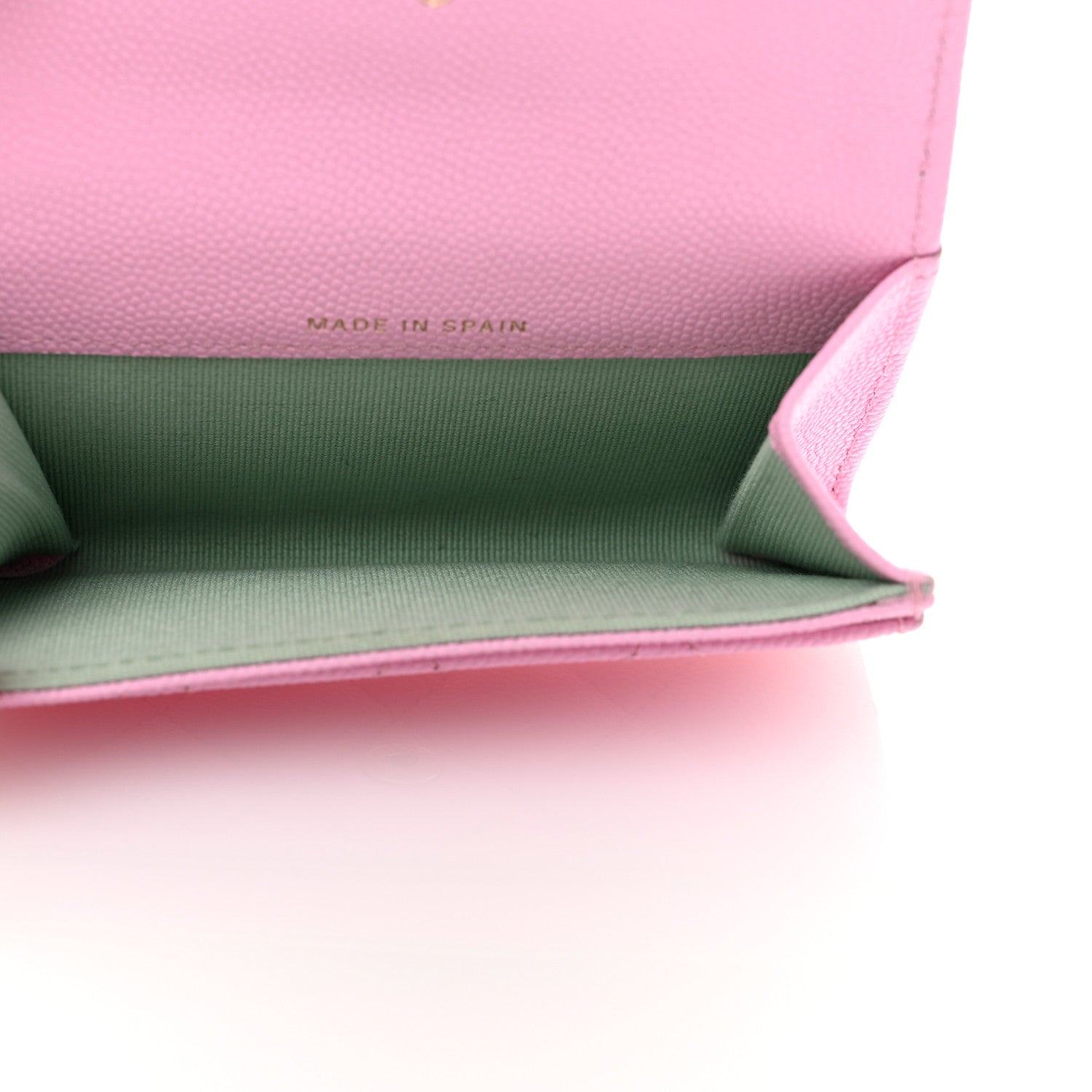 Chanel Caviar Metal Perforated Quilted CC Flap Card Holder Pink Green 5 of 8