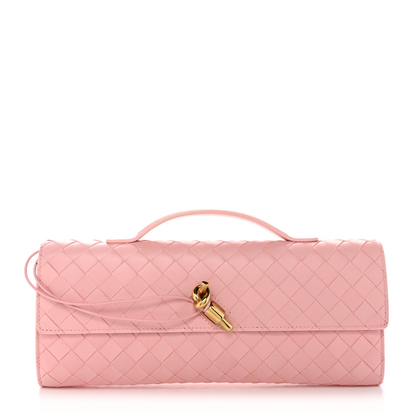 Nappa Intrecciato Long Andiamo Top Handle Clutch Rose
