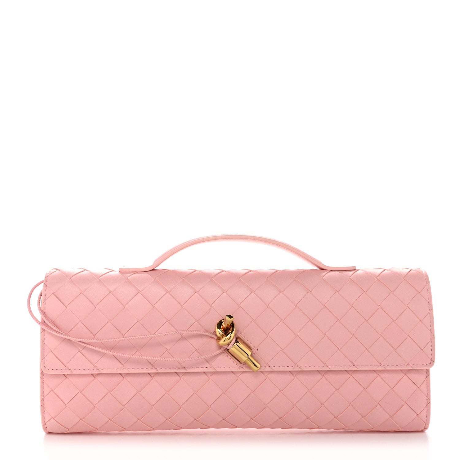 Bottega Veneta Nappa Intrecciato Long Andiamo Top Handle Clutch Rose 1 of 10