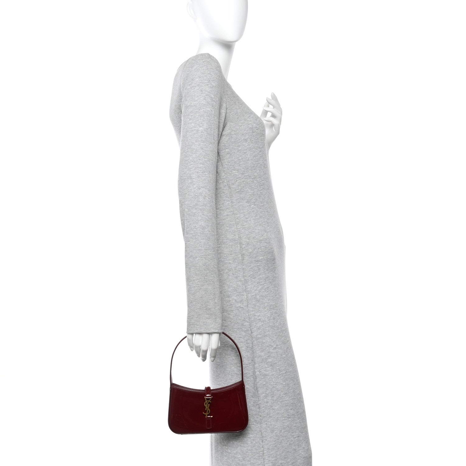 Saint Laurent Patent Calfskin Le 5 A 7 Mini Hobo Red Grenat 2 of 10