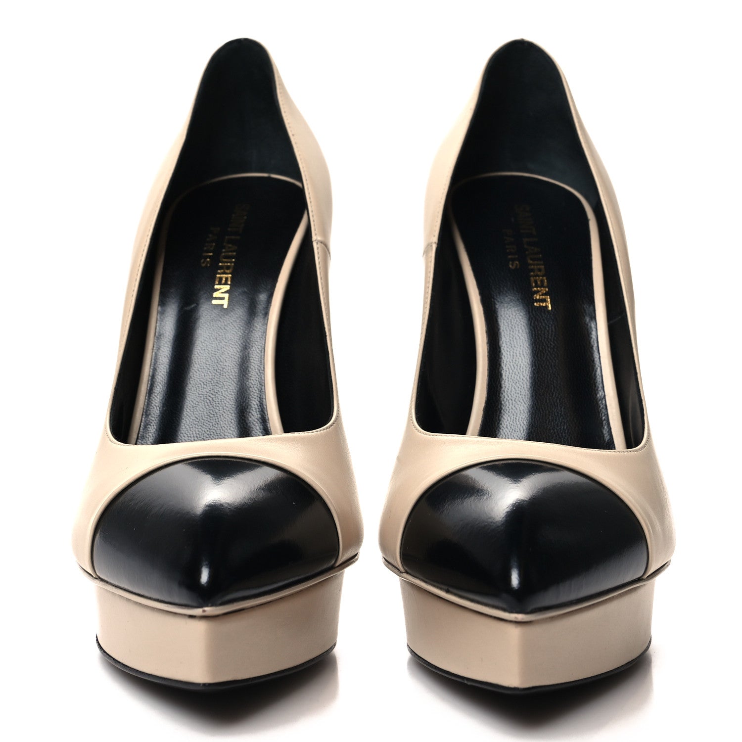 Saint Laurent Calfskin Cap Toe Janis 105 Platform Pumps 39 Powder 2 of 8