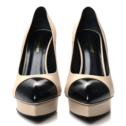 Saint Laurent Calfskin Cap Toe Janis 105 Platform Pumps 39 Powder 2 of 8