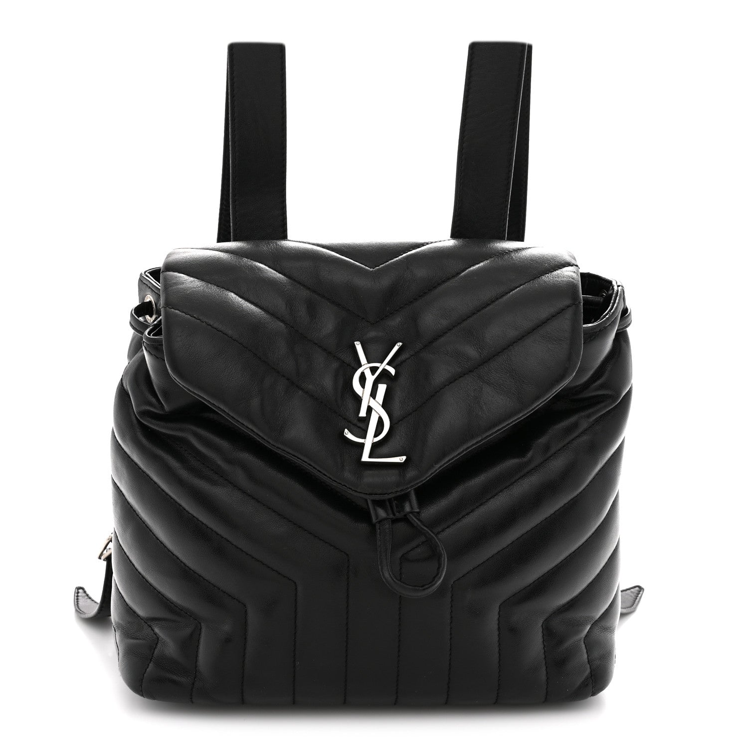 Saint Laurent Calfskin Y Quilted Monogram Small Loulou Backpack Black 1 of 12