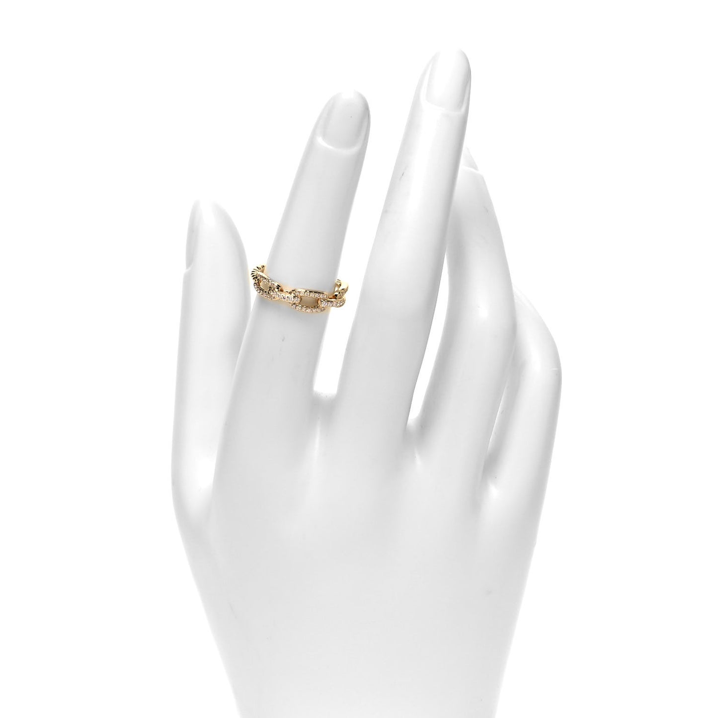 18K Yellow Gold Diamond 4.5mm Stax Single Row Chain Link Ring 51 5.75