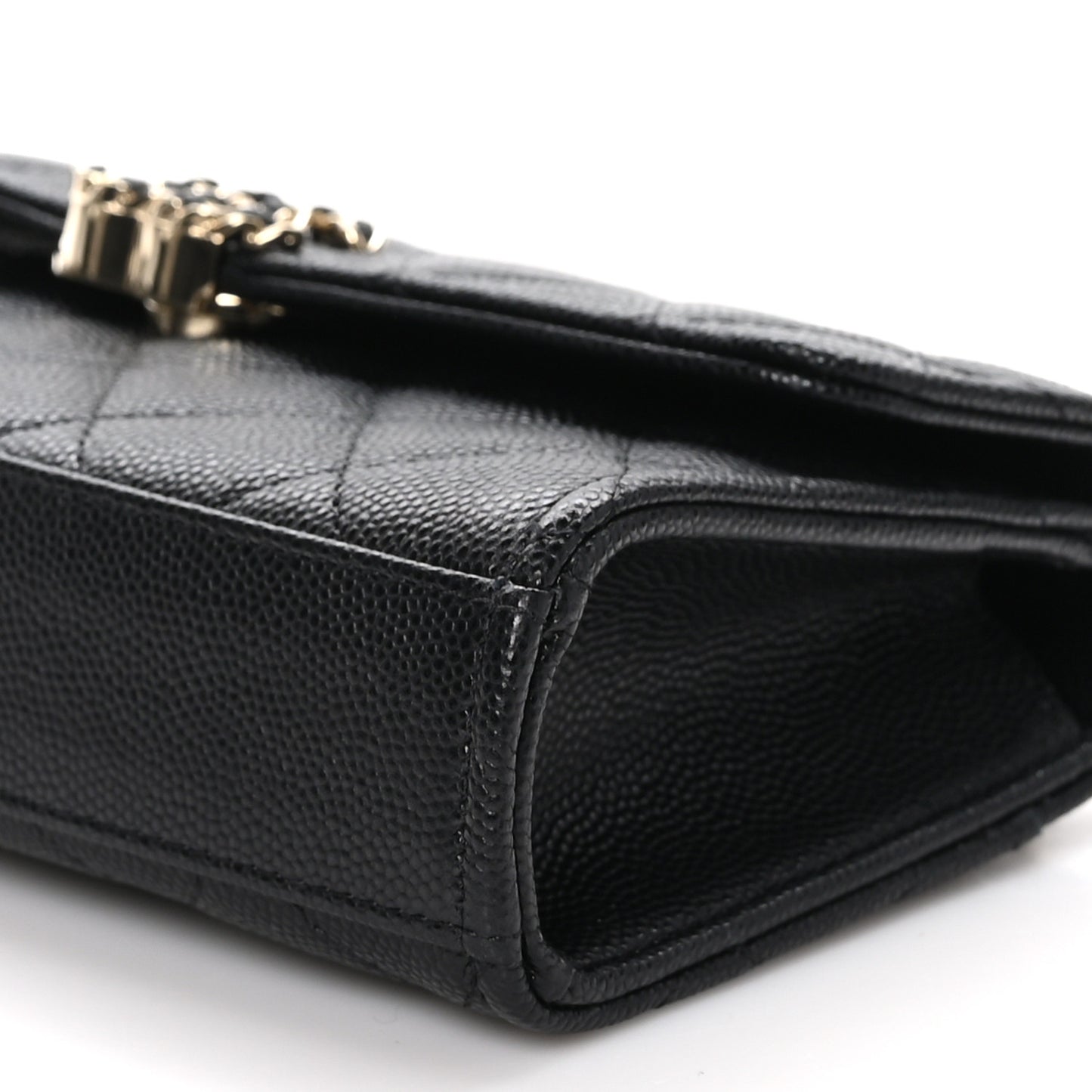 Caviar Quilted Chain Match Top Handle Phone Holder With Chain Black