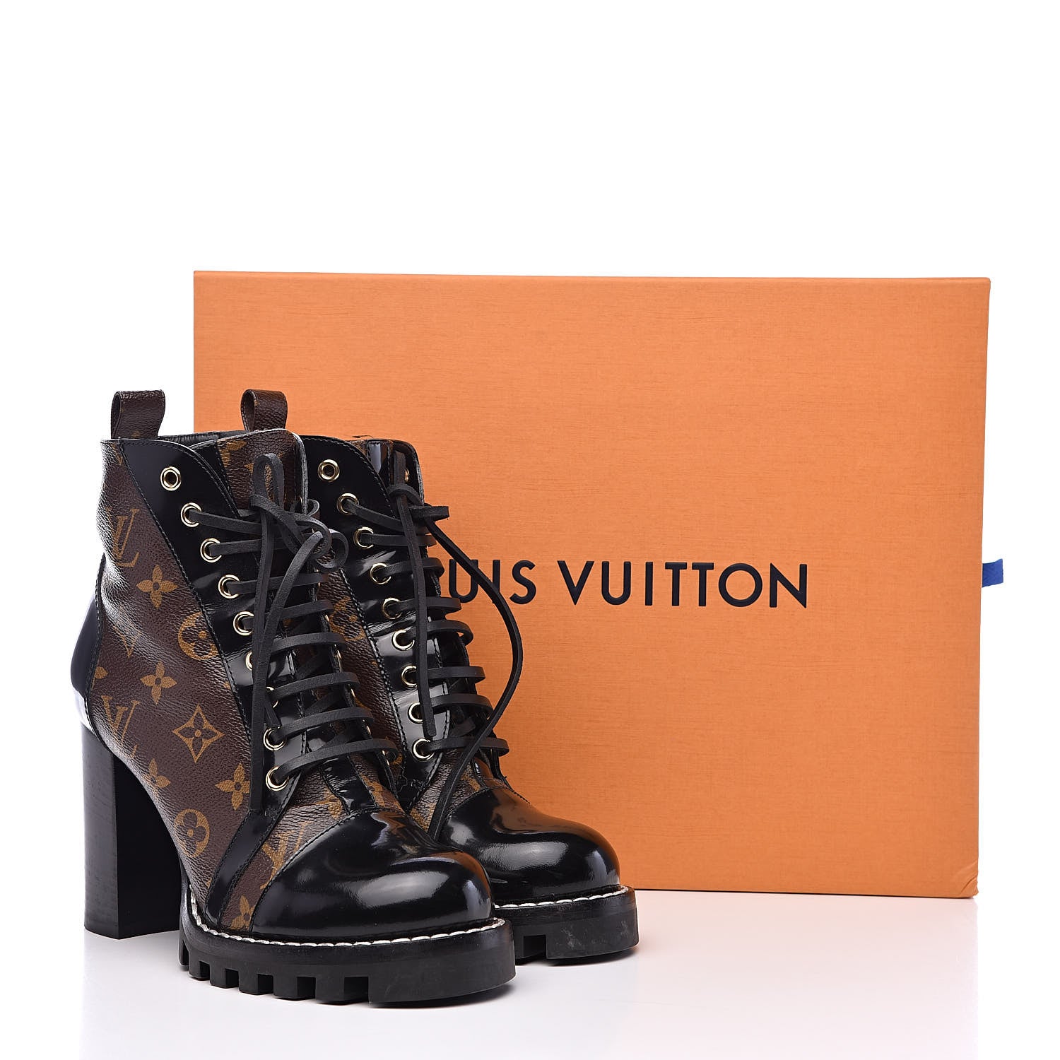 Louis Vuitton Patent Calfskin Monogram Star Trail Ankle Boots 38 Black 11 of 11