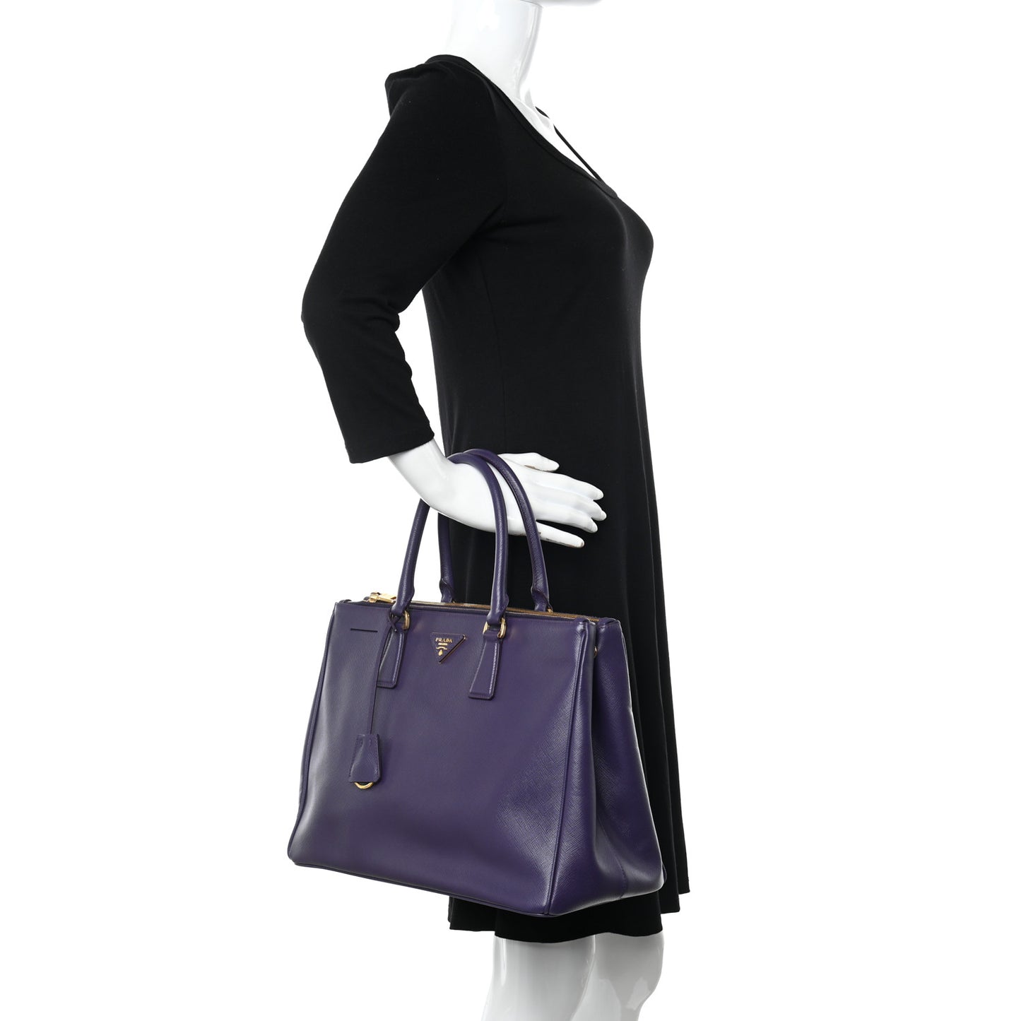 Saffiano Lux Large Galleria Double Zip Tote Uva