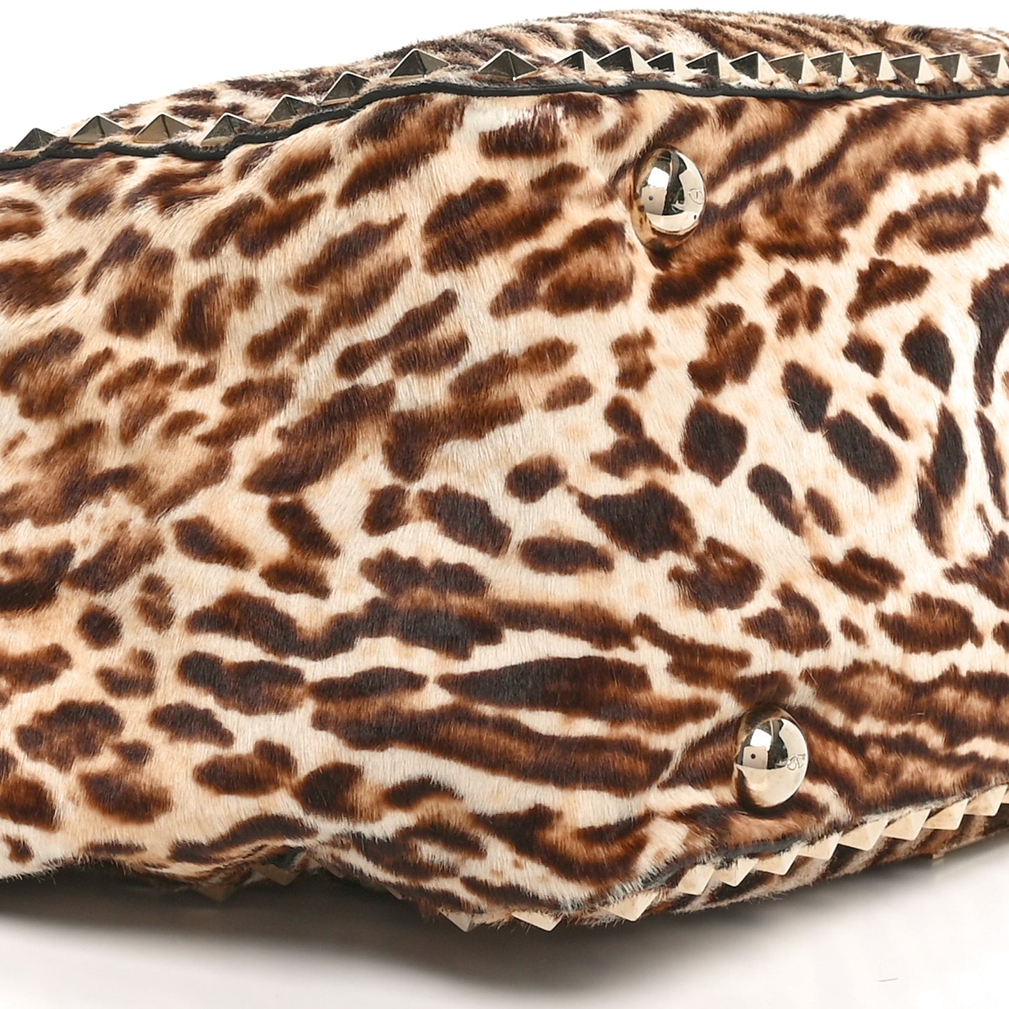 Calf Hair Leopard Print Medium Rockstud Tote Leopard