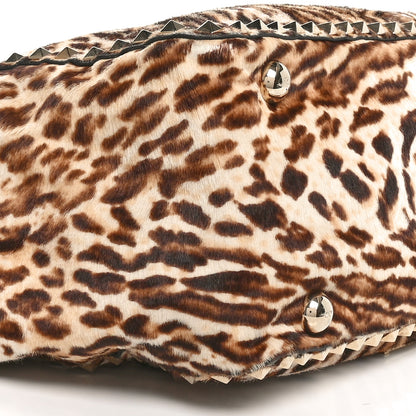 Valentino Garavani Calf Hair Leopard Print Medium Rockstud Tote Leopard 8 of 9