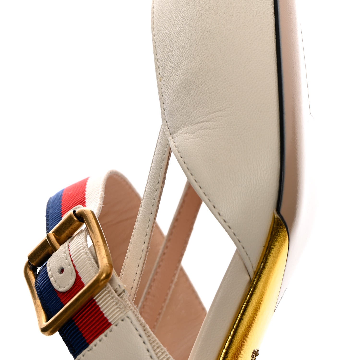 Gucci Malaga Kid Sylvie Web Bamboo Low Heel Mules 36.5 White 10 of 12