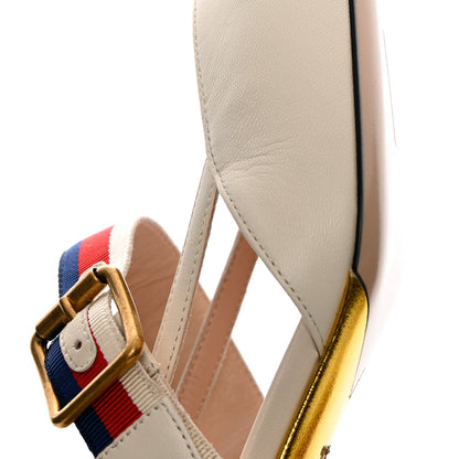 Gucci Malaga Kid Sylvie Web Bamboo Low Heel Mules 36.5 White 10 of 12
