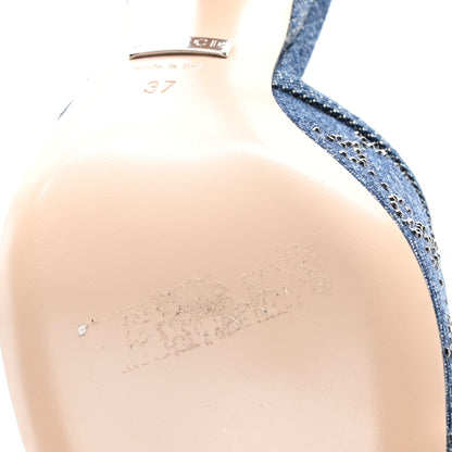 Gucci Denim Crystal GG Monogram Mules 37 Blue 10 of 11