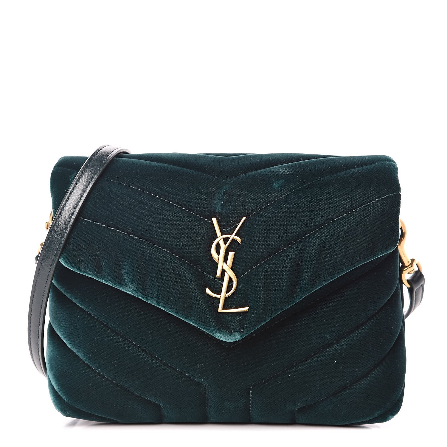 Saint Laurent Velvet Y Quilted Monogram Toy Loulou Chain Satchel Dark Ottanio 1 of 11