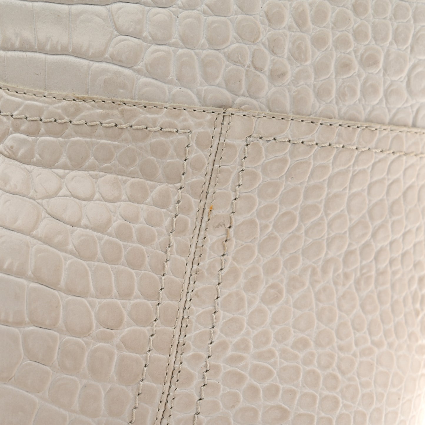 Calfskin Crocodile Embossed Karligraphy Logo Riding Boots 40.5 White
