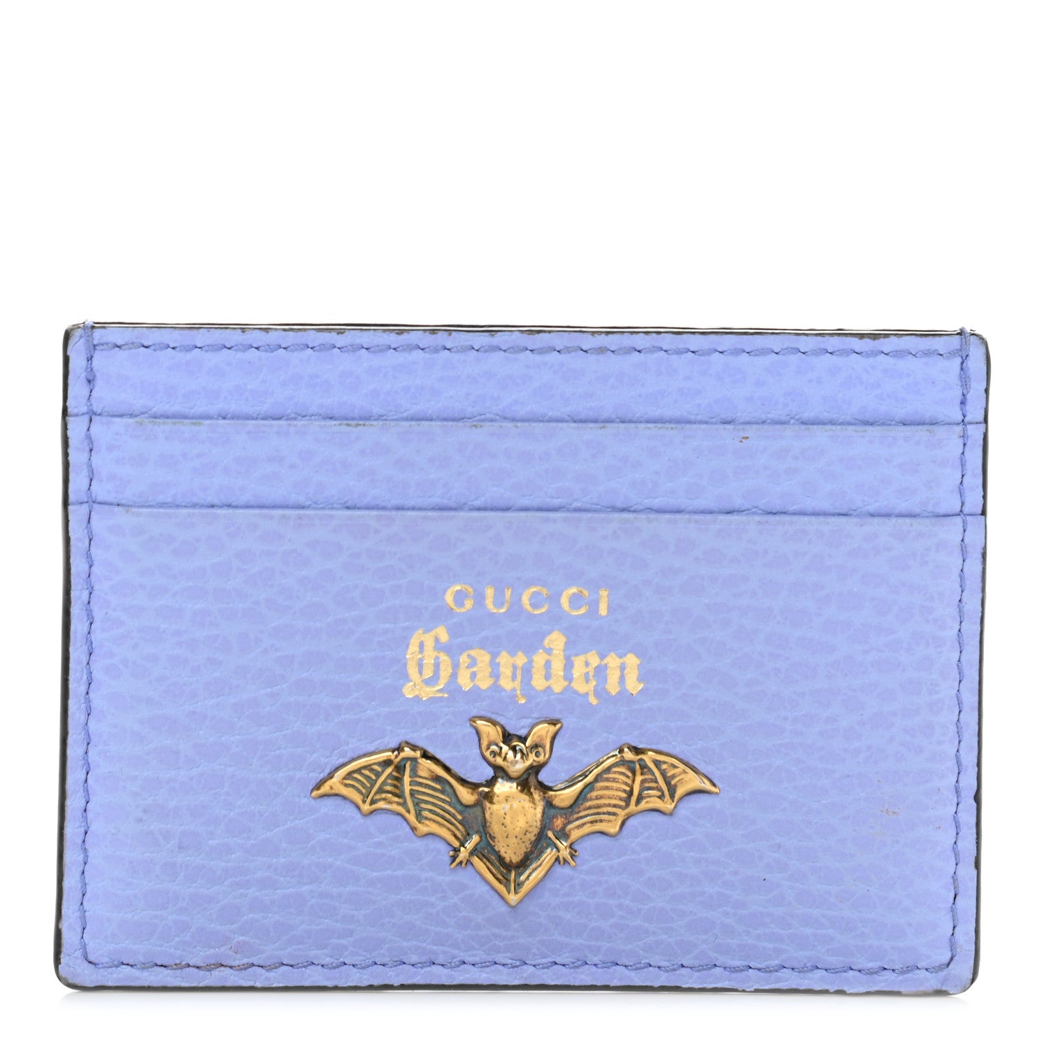 Gucci Calfskin Garden Bat Card Holder Periwinkle 1109528