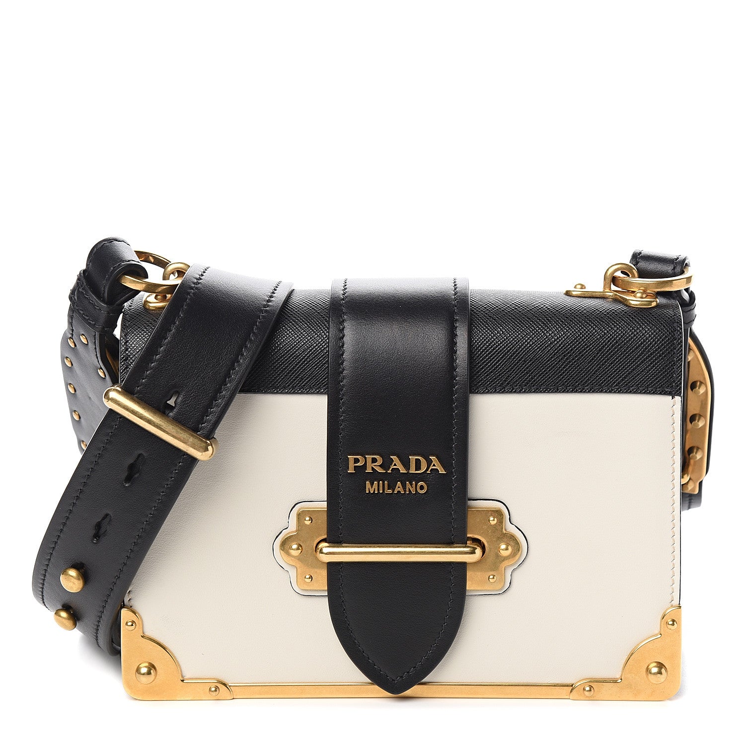 Prada City Calf Saffiano Cahier Bag Talco Black 1 of 8