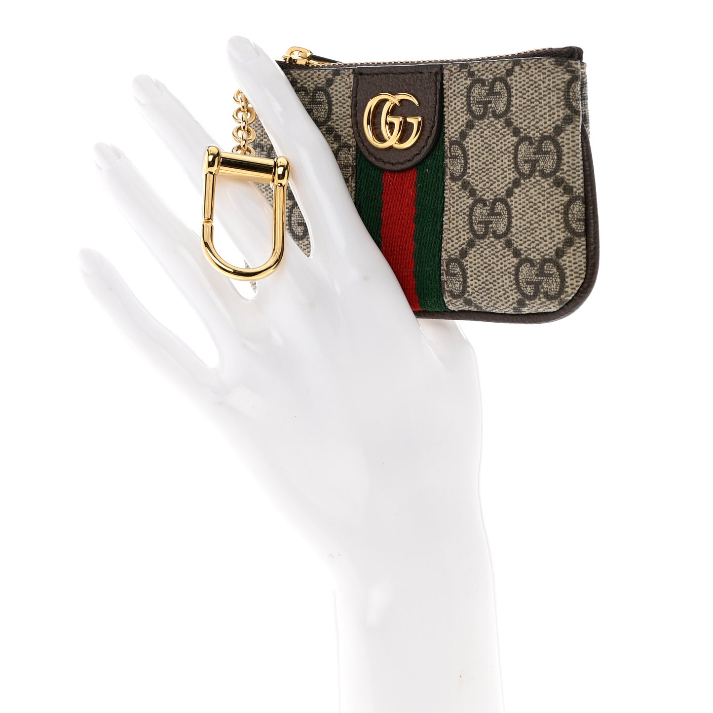 GG Supreme Monogram Web Ophidia Key Case Beige New Acero
