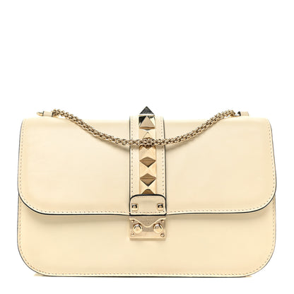 Valentino Garavani Vitello Medium Glam Lock Rockstud Flap Light Ivory 1 of 20