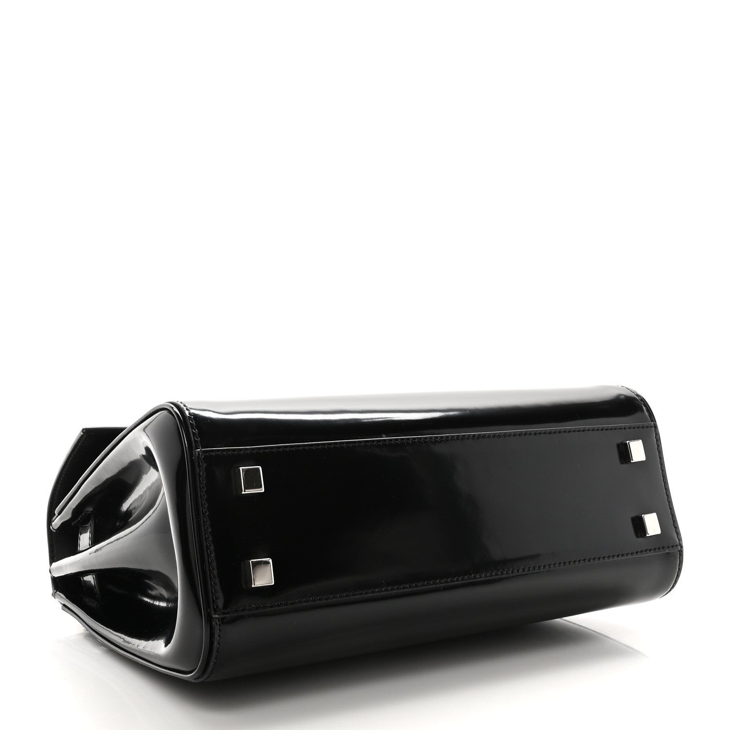 Saint Laurent Shiny Calfskin Le Fermoir Top Handle Bag Small Black