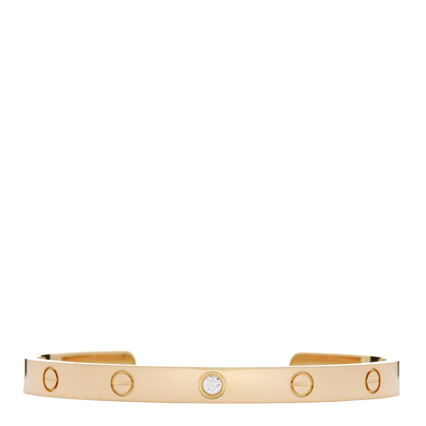 18K Yellow Gold 1 Diamond LOVE Cuff Bracelet 19