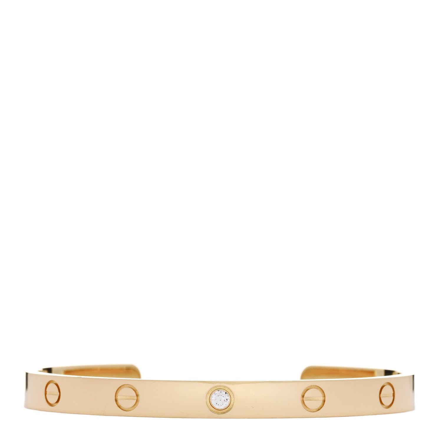 Cartier 18K Yellow Gold 1 Diamond LOVE Cuff Bracelet 19 1 of 4