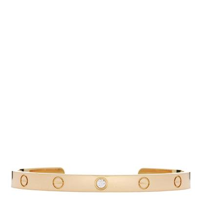 Cartier 18K Yellow Gold 1 Diamond LOVE Cuff Bracelet 19 1 of 4
