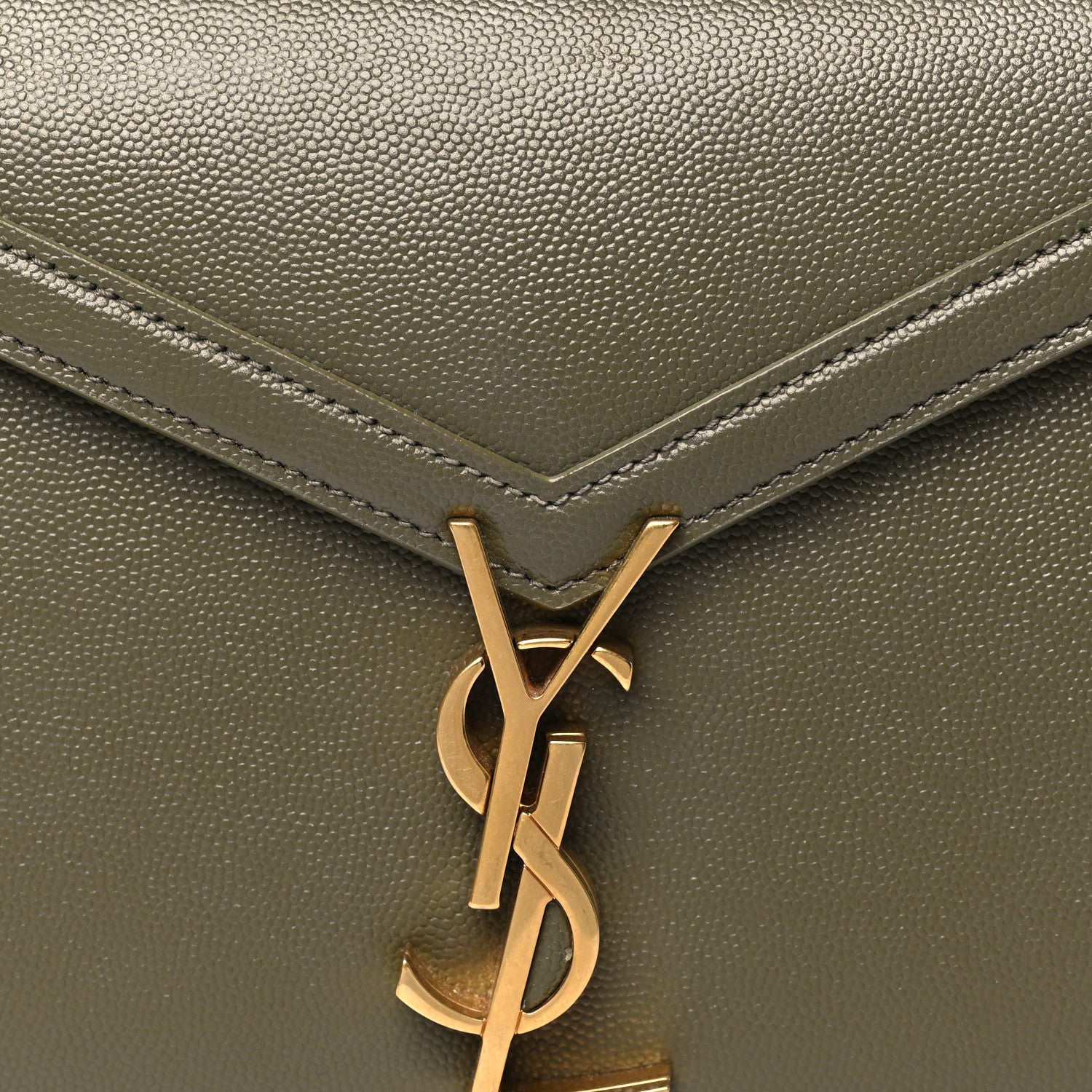 Saint Laurent Grain de Poudre Mini Classic Monogram Cassandra Top Handle Olive 7 of 10