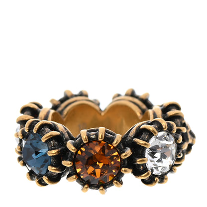 Gucci Tigerhead Crystal Ring 10 Aged Gold Multicolor 3 of 7