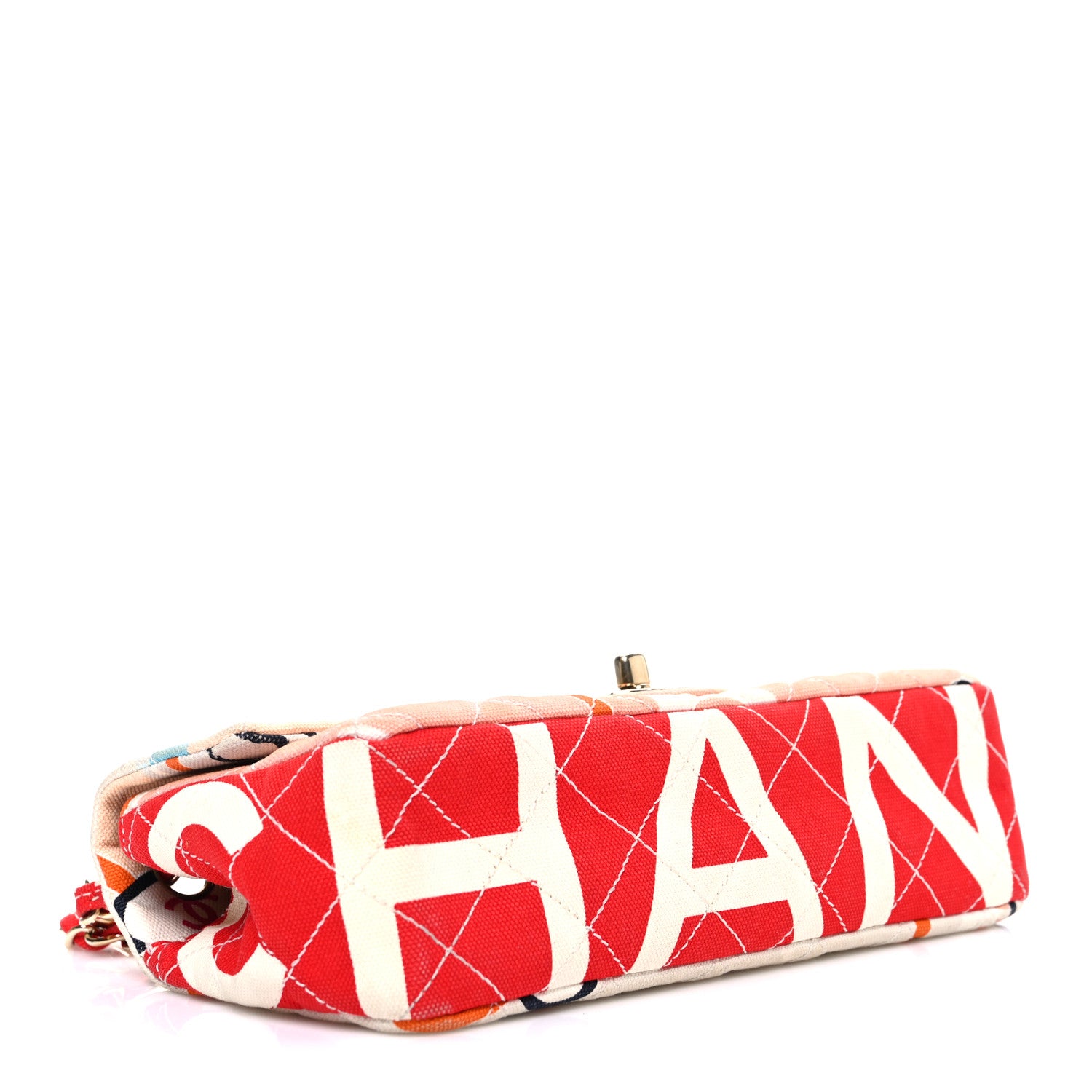 Chanel Canvas Small Printed Eiffel Tower Flap Bag Beige Multicolor 4 of 10