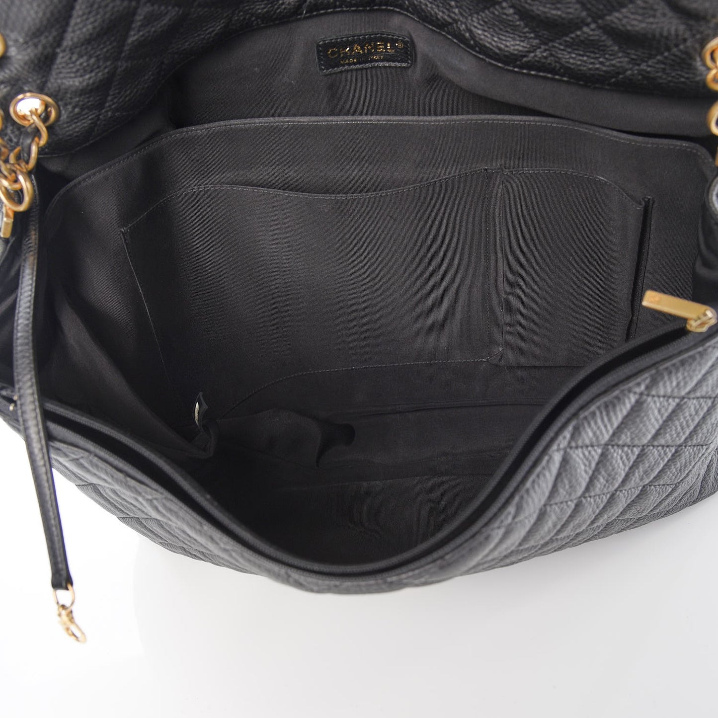 Calfskin Quilted XXL Travel Flap Bag Black