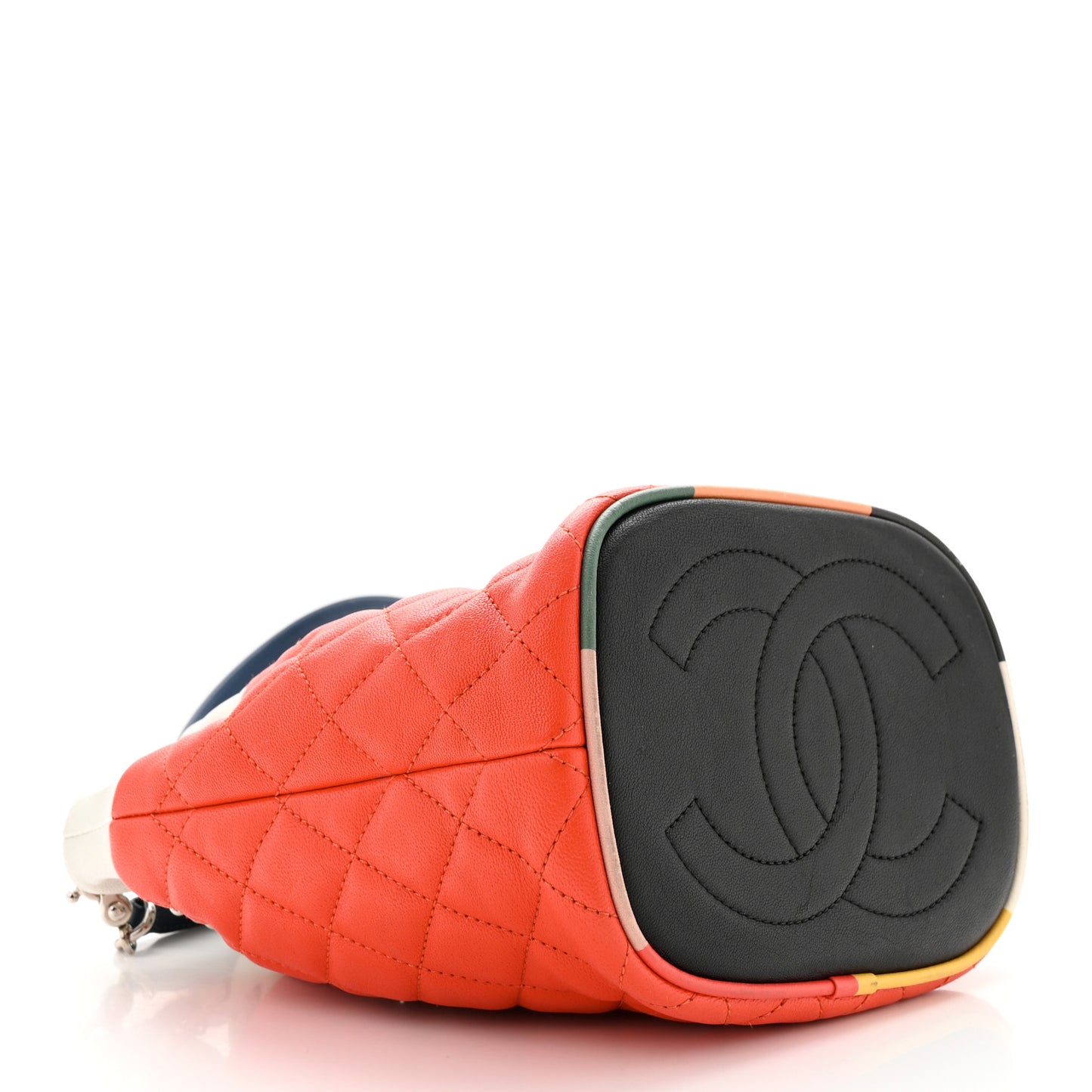 Lambskin Quilted Cuba Drawstring Tote Red White Blue