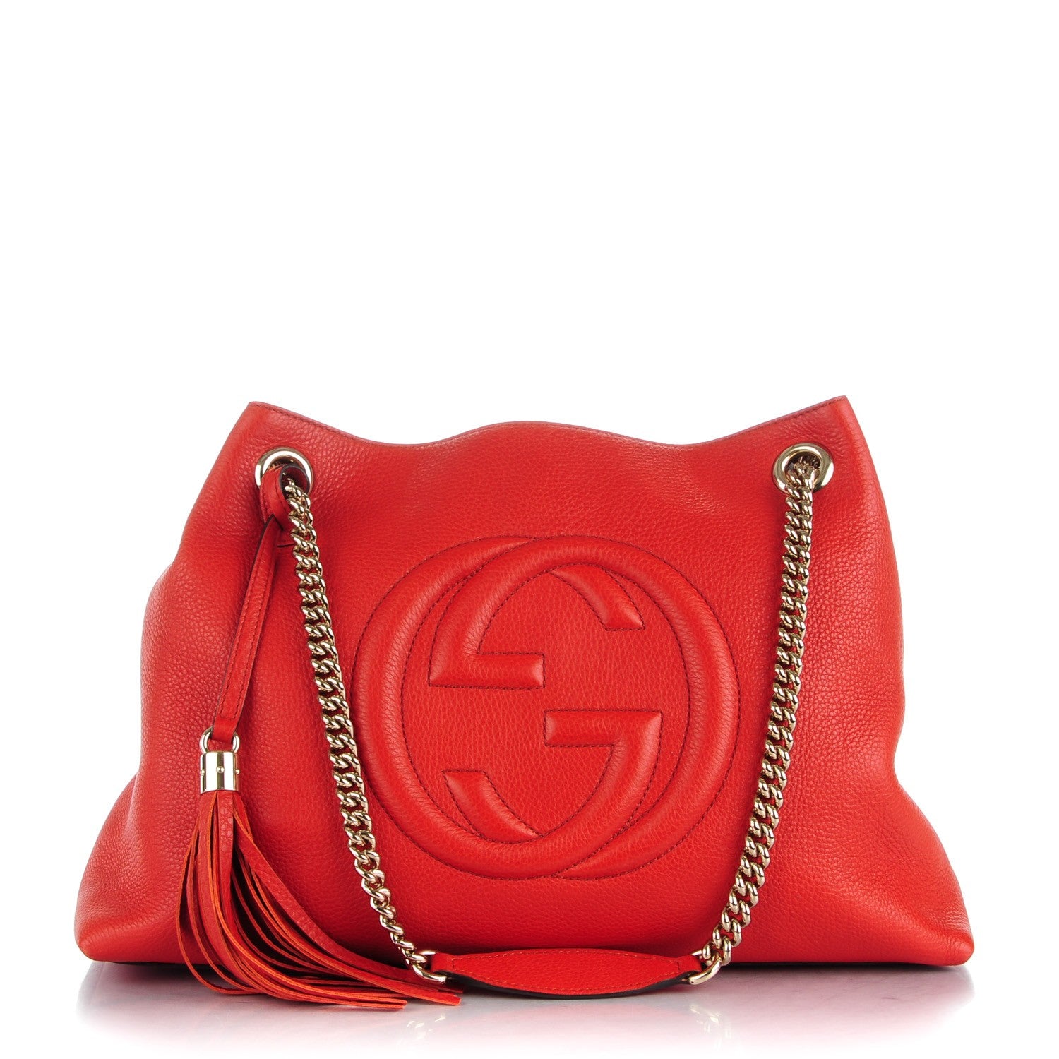 Gucci Pebbled Calfskin Medium Soho Chain Shoulder Bag Sun Orange 1 of 8