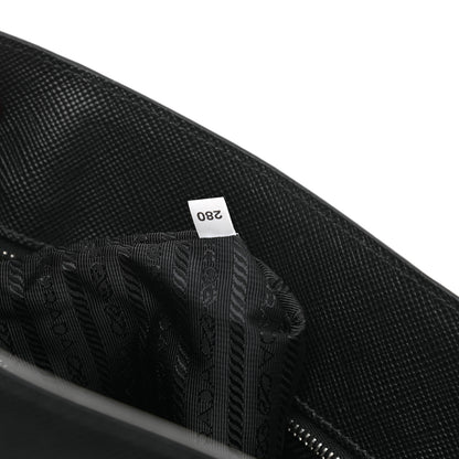 Prada Saffiano Cuir Triangle Logo Embossed Vertical Tote Black 7 of 12