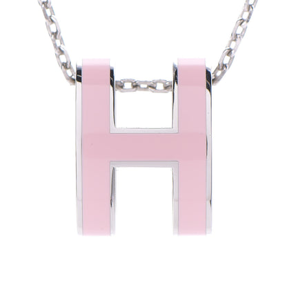 Hermes Lacquered Palladium Pop H Pendant Necklace Rose Dragee 6 of 6