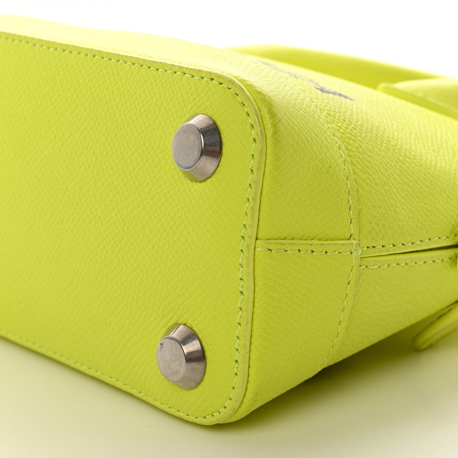 Balenciaga Signature Grained Calfskin Logo XXS Ville Top Handle Bag Acid Green Black 9 of 11