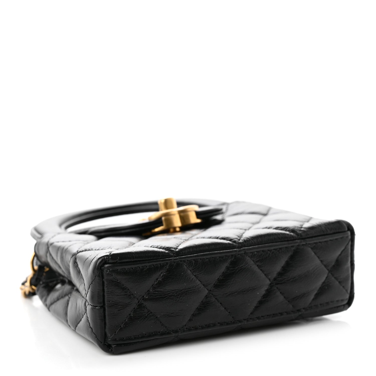 Chanel Shiny Aged Calfskin Quilted Mini Nano Kelly Shopper Black 4 of 9