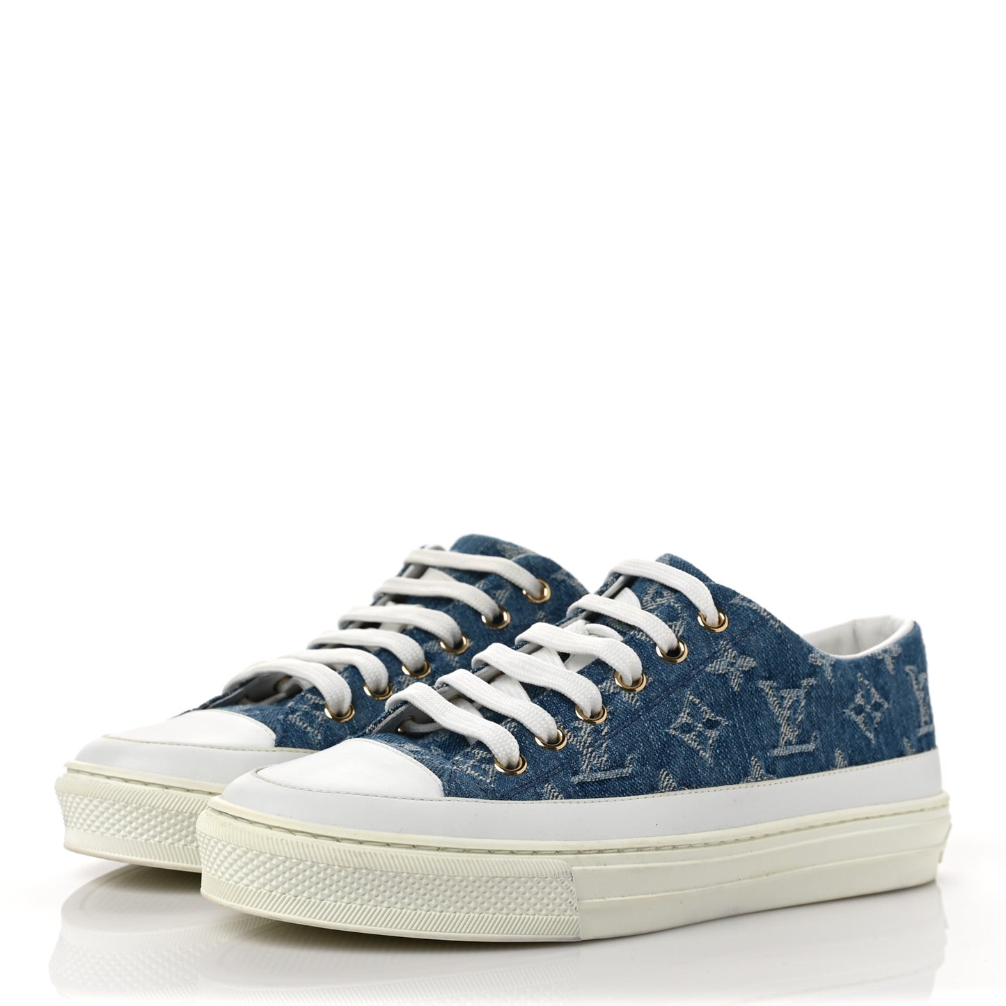 Denim Monogram Stellar Sneakers 37.5 Bleu Jeans Blue