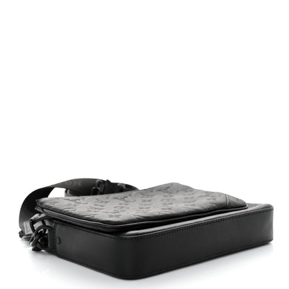 Louis Vuitton Calfskin Monogram Shadow Trio Messenger Black 4 of 11