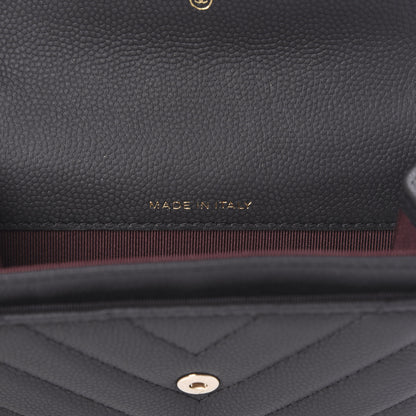 Chanel Matte Caviar Chevron Quilted Flap Card Holder Black 9 of 12