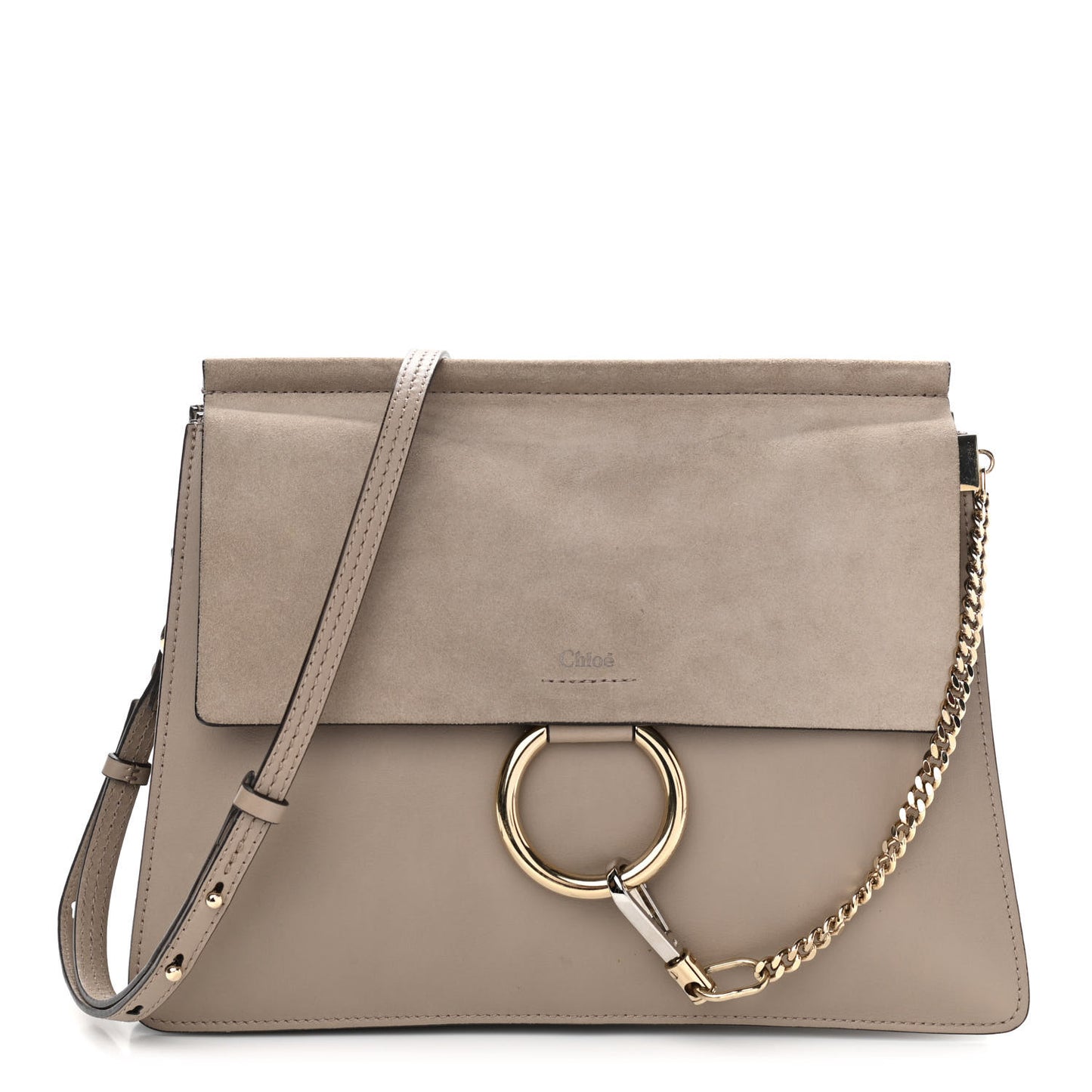 Calfskin Suede Medium Faye Shoulder Bag Motty Grey