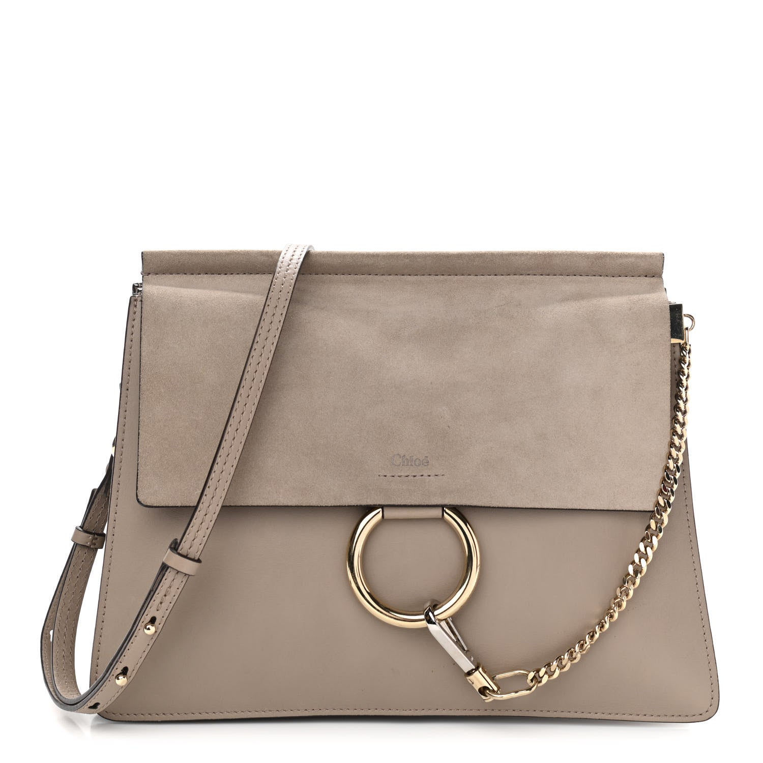 Chloe Calfskin Suede Medium Faye Shoulder Bag Motty Grey 1 of 10