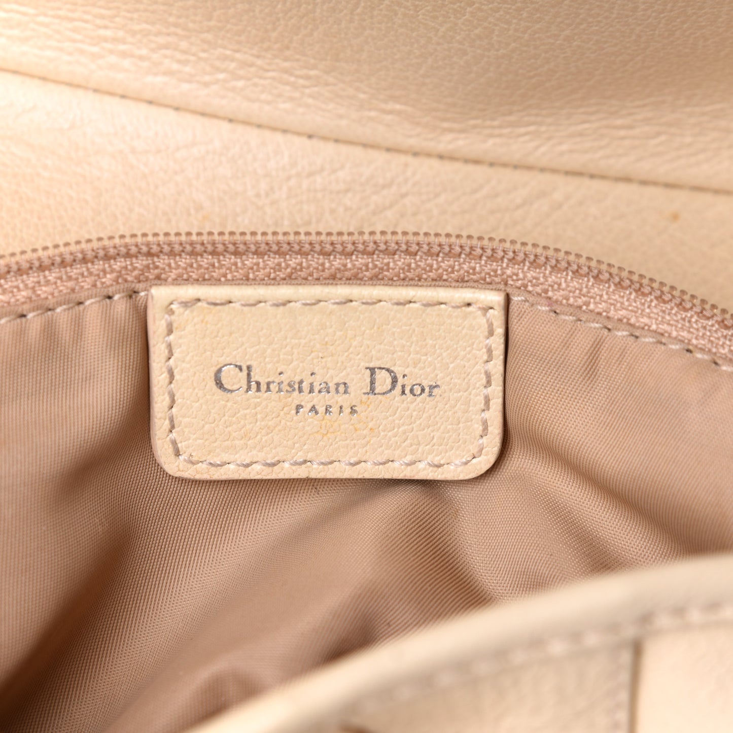 Grained Calfskin Saddle Bag Beige