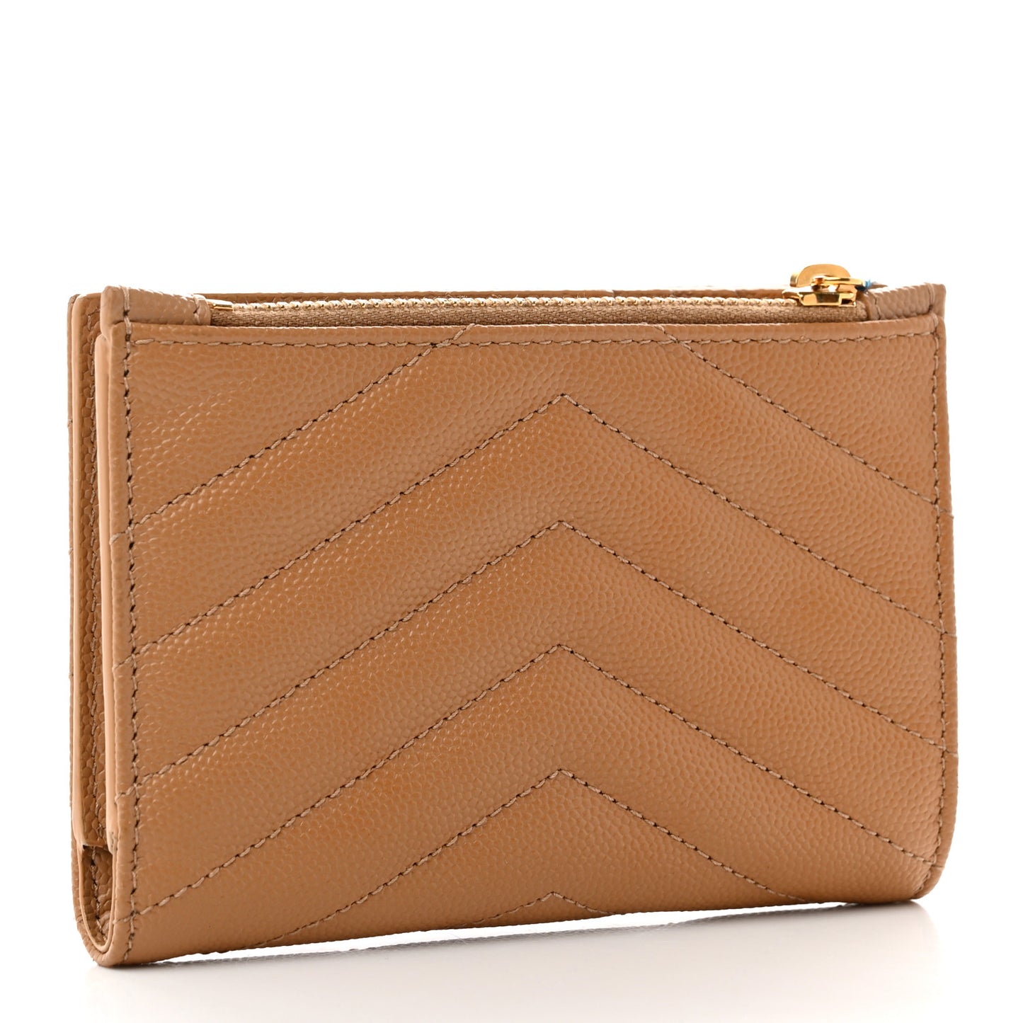 Grain De Poudre Matelasse Chevron Cassandre Fragments Zipperred Bi-Fold Wallet Natural Dark
